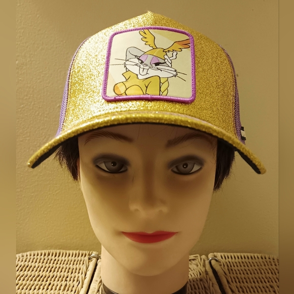 Looney Tunes Valkyrie Brunhilda Bugs Bunny trucker cap NEW viking gold glitter main image 4